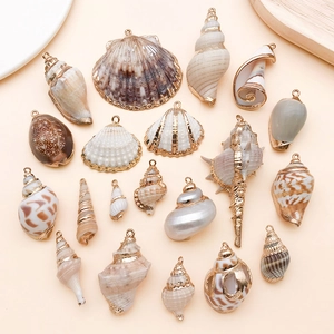 Pendentifs en coquillage naturel doré et conque pour accessoires de bijoux DIY