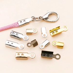 Iron ribbon crimp ends set in various metallic finishes for jewelry making DIY projects