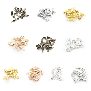 Polished iron cord end crimps and ribbon clamps in multiple metallic colors for DIY jewelry