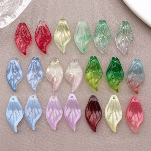 Vintage Lampwork Glass Leaf Pendants For Jewelry Making Gold Foil Gradient Petal Charms DIY Earring Necklace Accessories