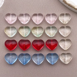 Lampwork Glass Heart Beads Multi-Colored Textured Heart Shape DIY Crafting Beads For Bracelet Necklace Earring Jewelry Making
