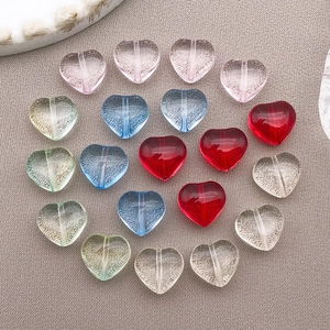 Colorful 10mm candy-colored glass heart beads with striped texture for DIY jewelry making