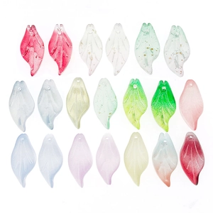 Colorful leaf-shaped glass petal charms for DIY jewelry making in assorted finishes