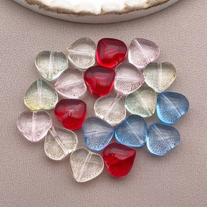 Macro shot of 10mm colorful heart-shaped glass beads for DIY jewelry making