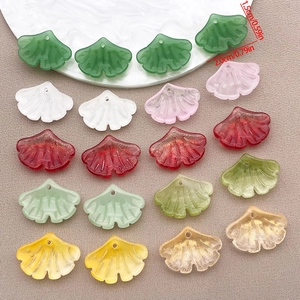 Vintage Ginkgo Leaf Lampwork Glass Pendants For DIY Jewelry Making Accessories Multi-color Botanical Floral Leaf Charms For Women