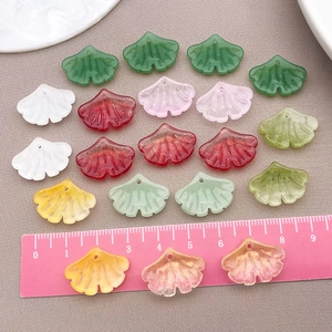 Colorful ginkgo leaf pendants made of glass with vein texture for DIY jewelry making