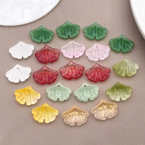 Colorful 15x20mm ginkgo leaf pendants in assorted glass colors for DIY jewelry making
