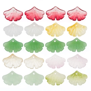 Ginkgo leaf pendants in assorted gradient glass colors for DIY jewelry making