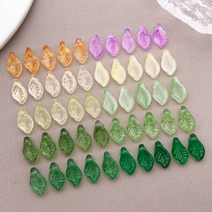 Colorful leaf-shaped glass beads with fine vein textures for DIY jewelry making projects