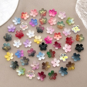 Colorful 10mm gradient glass cherry blossom beads for DIY handmade hair accessories and jewelry
