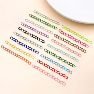Close-up of assorted colorful lacquer coated 5cm extension chains for DIY jewelry making
