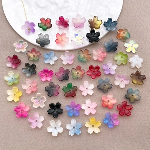 10mm gradient cherry blossom glass beads for DIY handmade hair accessories making