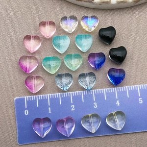 Lot de perles de verre en forme de cœur de 12 mm pour la création de bijoux DIY