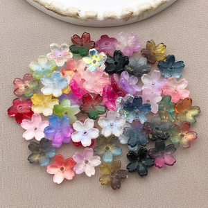 Macro shot of 10mm gradient glass cherry blossom beads for DIY jewelry making accessories