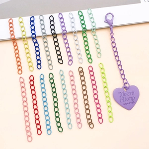 Assorted colorful painted iron extension chains and DIY accessory sets for jewelry