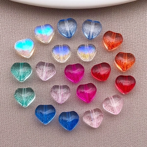 Mix of 6mm candy colored heart glass beads with vertical holes for DIY jewelry making