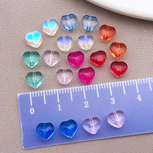 6mm heart shaped glass beads with aurora coating for DIY jewelry making and necklaces
