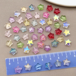 Cuentas de vidrio en forma de estrella de 8mm con efecto aurora para joyería DIY