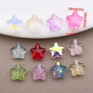 Set de 12 cuentas de estrella de vidrio de 8mm para bisutería con agujero 1mm