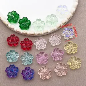 Colorful 13mm cherry blossom glass beads for DIY jewelry making and handmade crafts