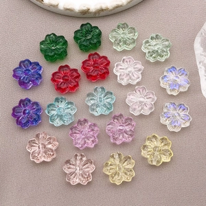 Colorful 13mm glass cherry blossom beads for DIY jewelry and handmade bracelets