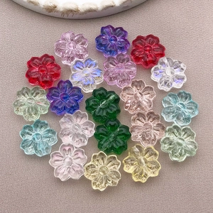 Macro shot of colorful 13mm cherry blossom glass beads for DIY jewelry making