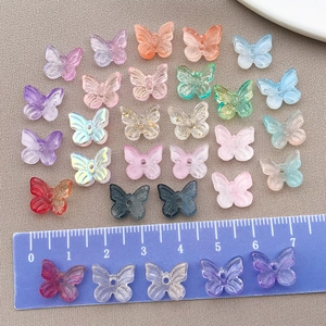 Colorful 3D glass butterfly beads for DIY jewelry making and handmade hair accessories