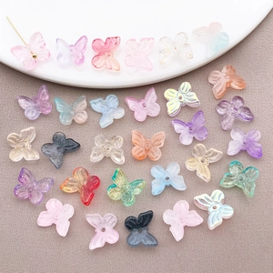 Mix of colorful 10x11mm glass butterfly beads for DIY jewelry and hair accessories