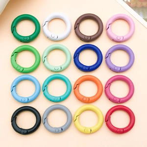 Set of 16 colorful 20mm round alloy spring gate rings for bags and DIY crafts