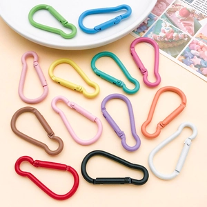 Set of 13 colorful aluminum carabiner clips in teardrop shape for outdoor keychains
