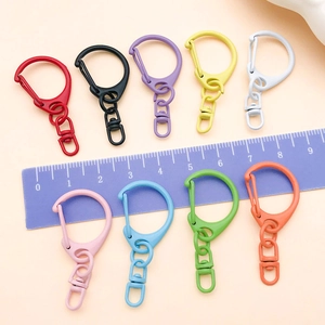 Detailansicht bunter 41x18mm D-Ring-Clips für DIY-Anhänger in neun verschiedenen Lackierungen