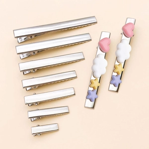 Barrettes à cheveux crocodiles en métal argenté de tailles variées pour bricolage DIY