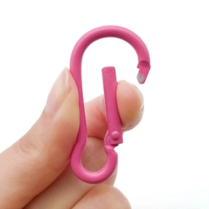 Pink aluminum D-ring carabiner clip for outdoor keychains and DIY accessories