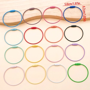 Colorful stainless steel wire keychains in 16 shades with secure screw locks for DIY crafts