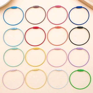 Colorful 47x50mm steel wire keyrings with screw connectors in 16 assorted colors