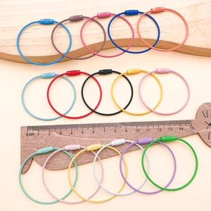 Colorful 50mm stainless steel wire keychains with secure screw locks for DIY crafts