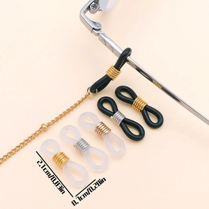 Λεπτομέρεια από συνδετήρα σιλικόνης 21x7mm για αλυσίδες γυαλιών με μεταλλικό ελατήριο