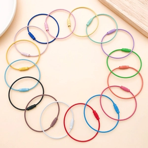 Detailed set of colorful 47x50mm painted steel wire keychains with threaded screw locks