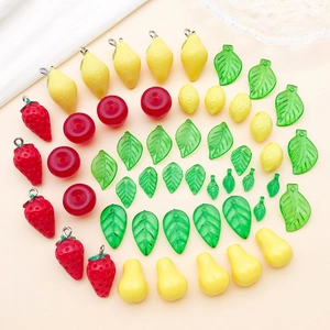 Kleurrijke acryl hangers in fruit- en bladvorm inclusief aardbei citroen en peer voor DIY