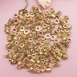 Antique gold DIY bracelet charm connectors and leaf pendants in vintage alloy style