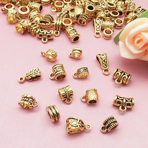 Antique gold large hole spacer beads and curved tube connectors for DIY bracelet jewelry