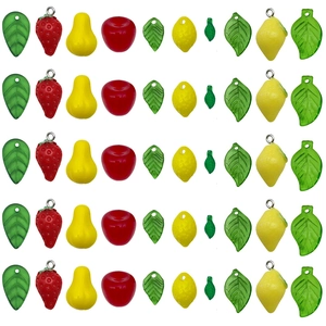 Set van 50 acryl fruit hangers zoals aardbei en citroen voor DIY sieraden maken