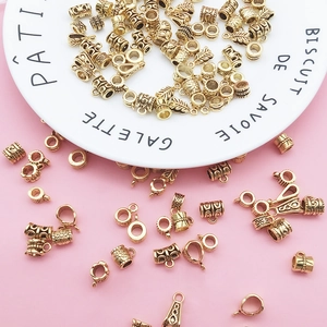 Antique gold finish large hole bead spacers and bail tube pendants for DIY jewelry making