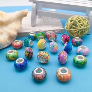 Bunte Marmor-Tintenglasperlen mit Silbermetallkern für DIY-Schmuckherstellung