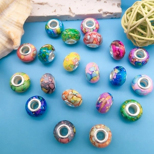Bunte Perlen im Tintenstil mit Metallkern für die DIY-Schmuckherstellung-Sets
