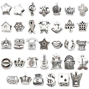 DIY Antique Silver Large Hole Beads Alloy Charms Pendants For Bracelet Necklace Jewelry Making Various Shapes Gift Jewelry Accessories