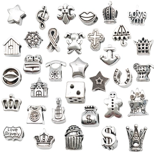 Assorted alloy spacer beads with stars and crown charms for DIY jewelry making