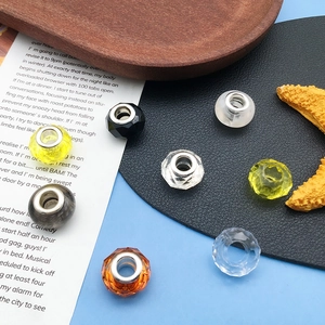 Mix van 8x13mm gefacetteerde kralen met groot gat en zilveren kern voor DIY-armbanden