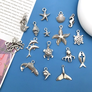 Ocean theme antique silver alloy charms set including starfish and seahorse for DIY jewelry