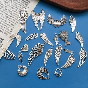 Variété de pendentifs ailes en alliage argenté vintage pour création de bijoux DIY